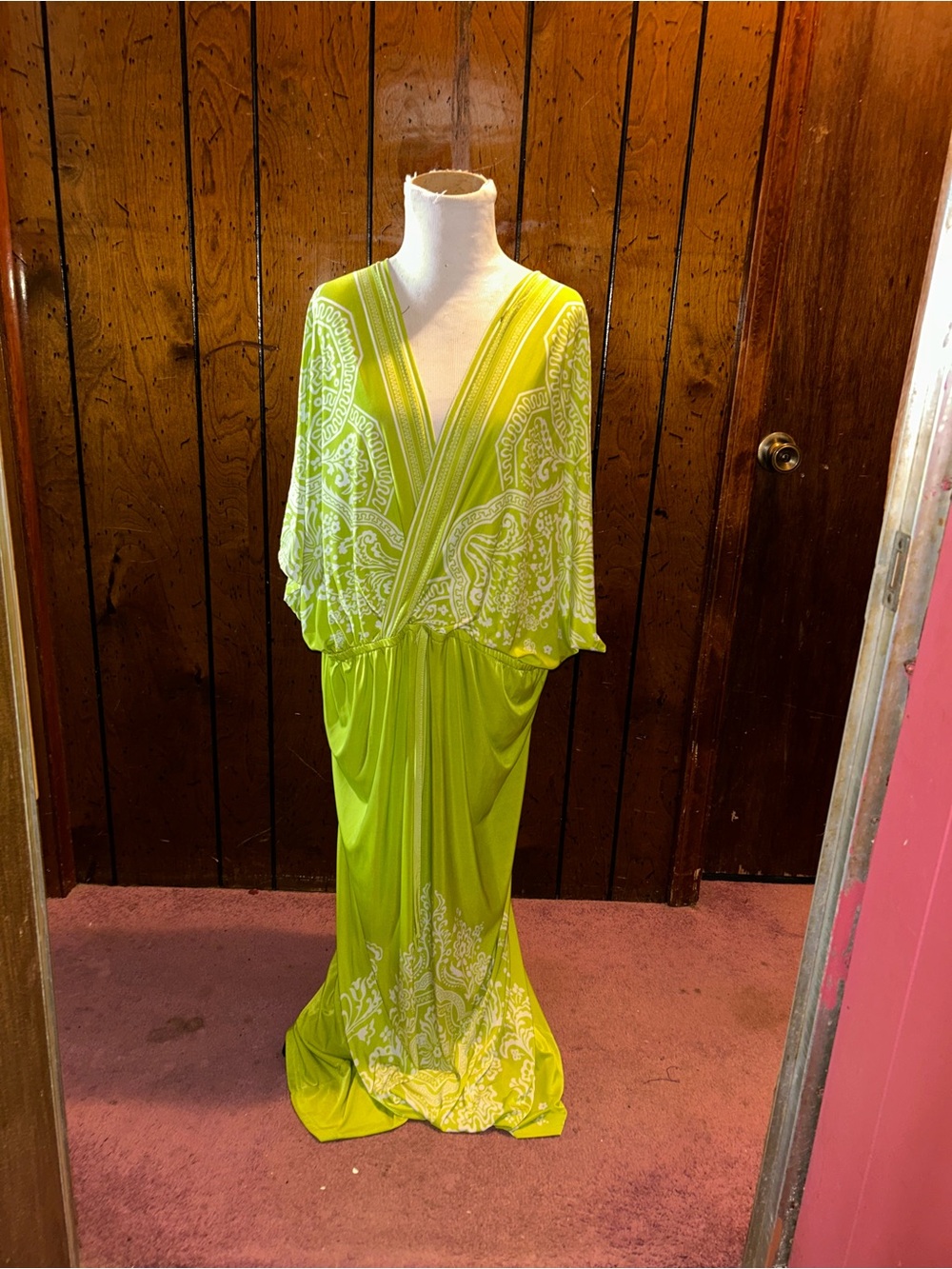 Just Love Lime Green and White Paisley Maxi Dress